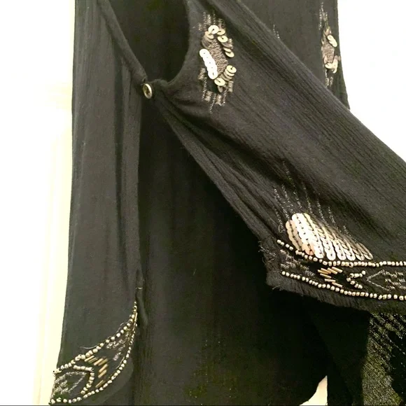 Free People Bad Girls Do it Well Embellished Beaded Black Tank Top size Small - Picture 6 of 14